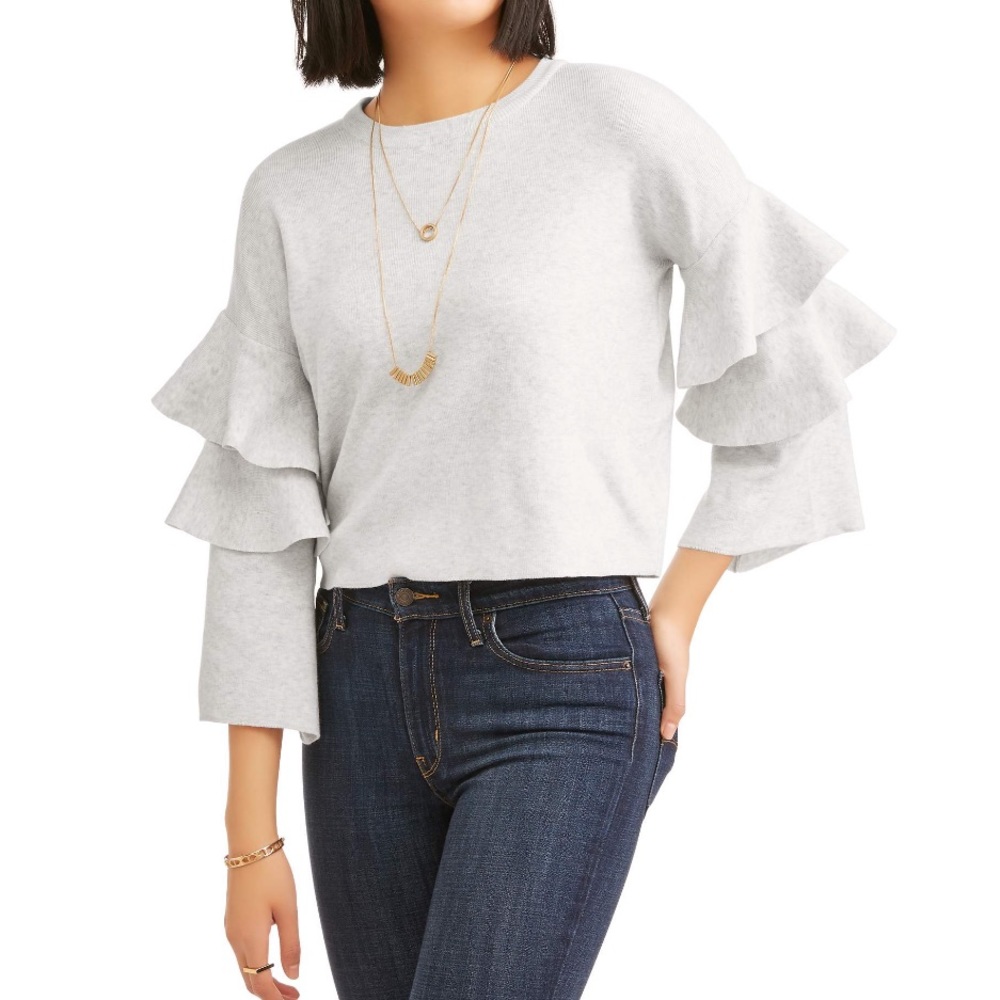 Ruffle long sleeve sweater
